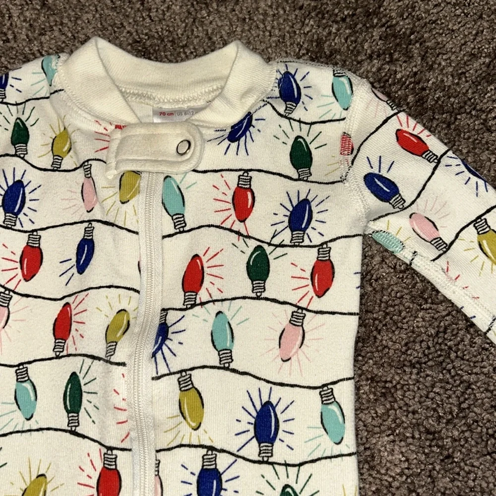 Hanna Andersson holiday lights 6/12m zipper romper